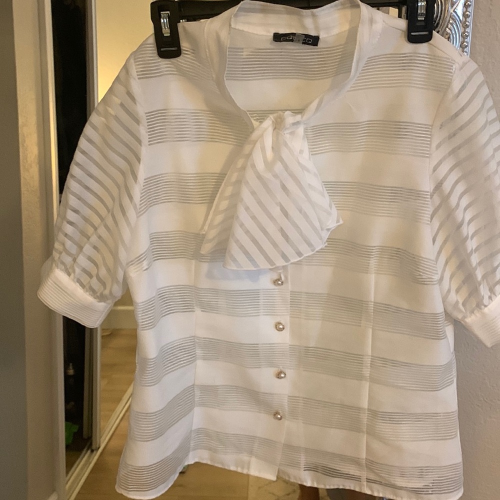White sheer work blouse!